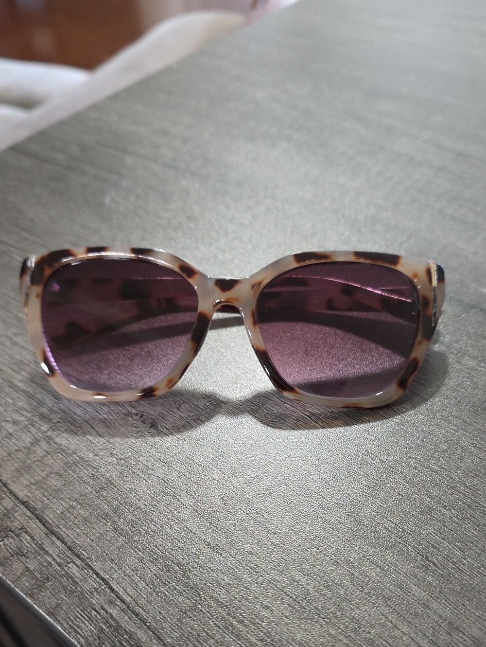Tortoiseshell Frame Sunglasses with Purple Lenses - Women
